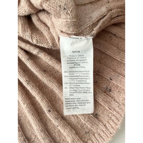 Madewell Donegal Evercrest Sweater Women S Tan Wool Blend Ribbed Turtle Neck - Picture 10 of 12